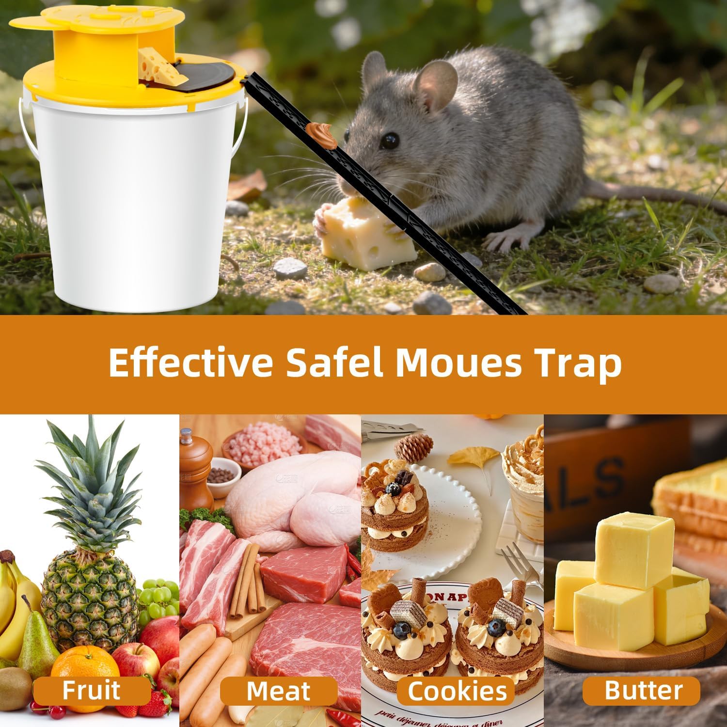 3pc Bucket Mouse Trap - Mouse Traps Indoor for Home