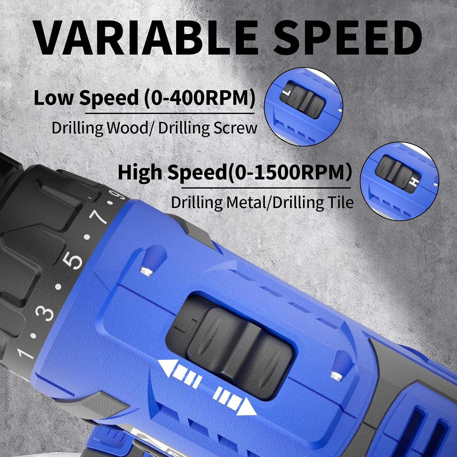 FADAKWALT 20V MAX Cordless Drill Set,Power Drill Kit with Lithium-Ion and charger, 3/8-Inch Keyless Chuck, 2 Variable Speed 21+1 Torque Setting Power Tools Kit，280 inch-lbs with LED Electric Drill Set