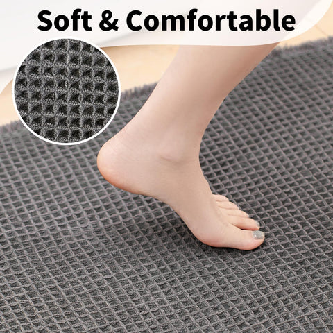Long Bath Mat, Waffle Bathroom Runner Rug Non Slip Washable, 24 x 60