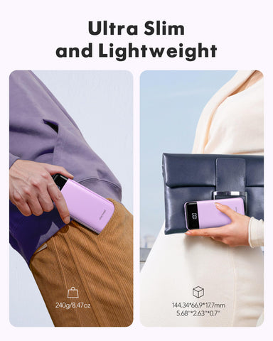 Portable Charger with Built in Cables, Portable Charger with Cords Wires Slim 10000mAh Travel Essentials Battery Pack 6 Outputs 3A High Speed Power Bank for iPhone Samsung Pixel LG Moto iPad