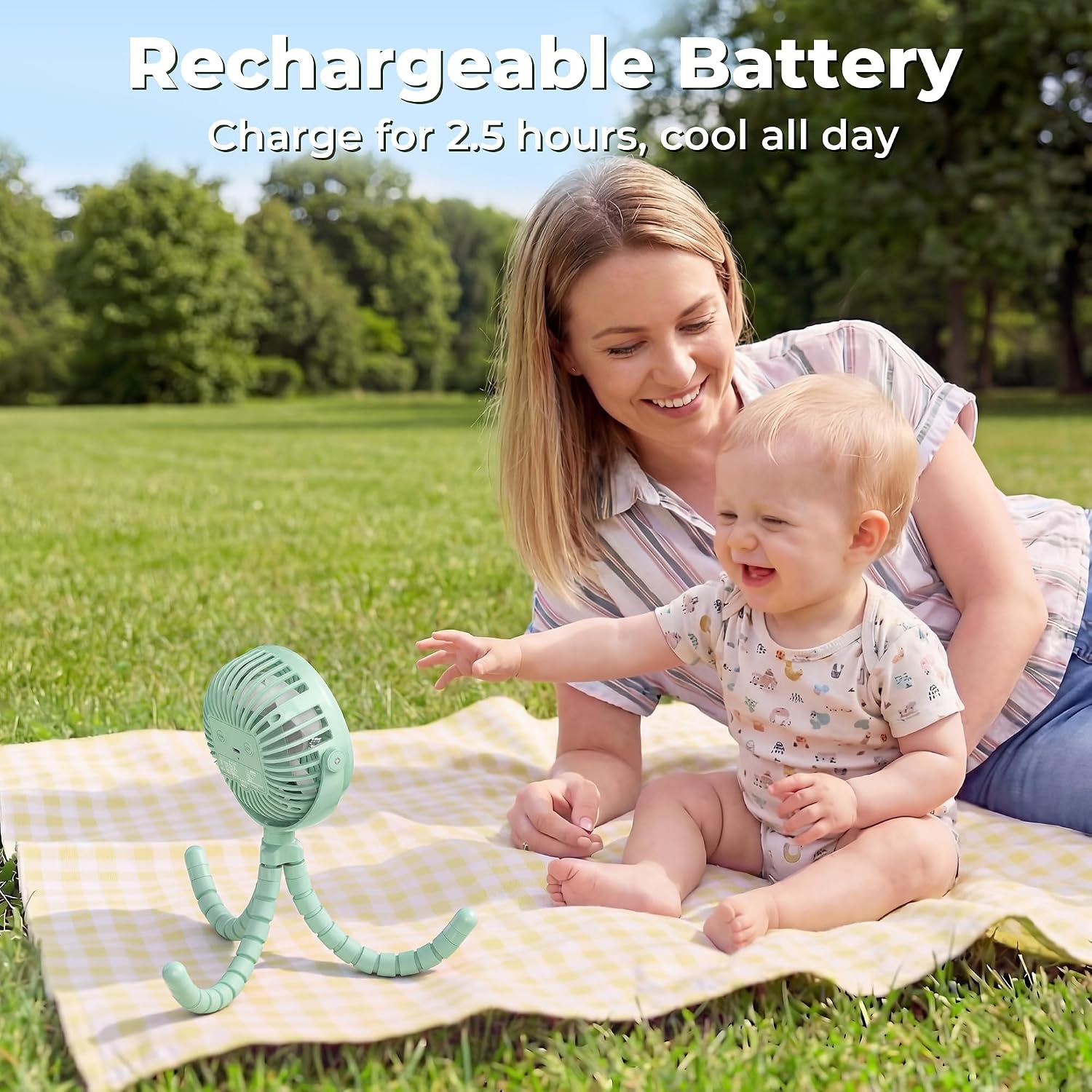 AMACOOL Battery Operated Stroller Fan, Portable Clip On Fan Rechargeable