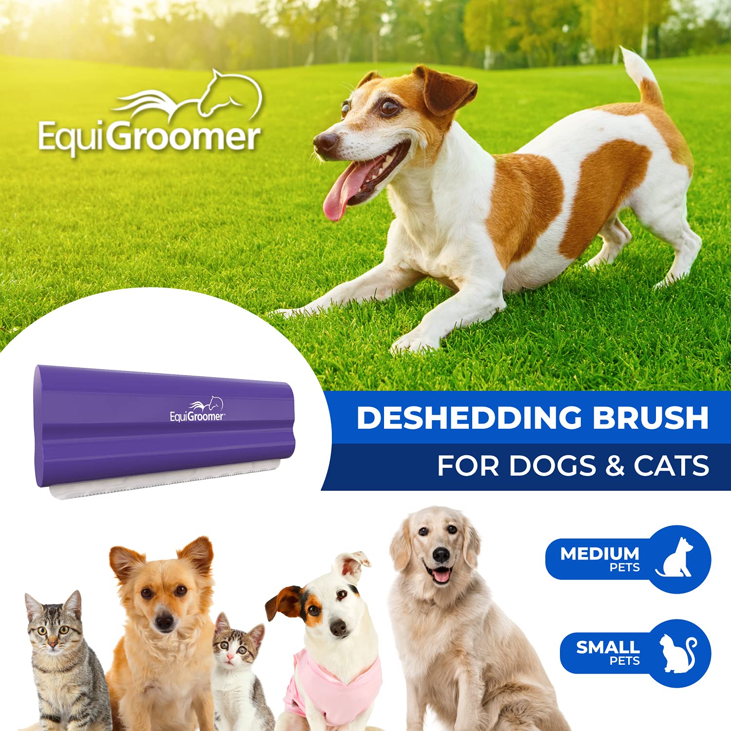 EquiGroomer 5-Inch Undercoat Deshedding Brush for Dogs & Cats, Purple