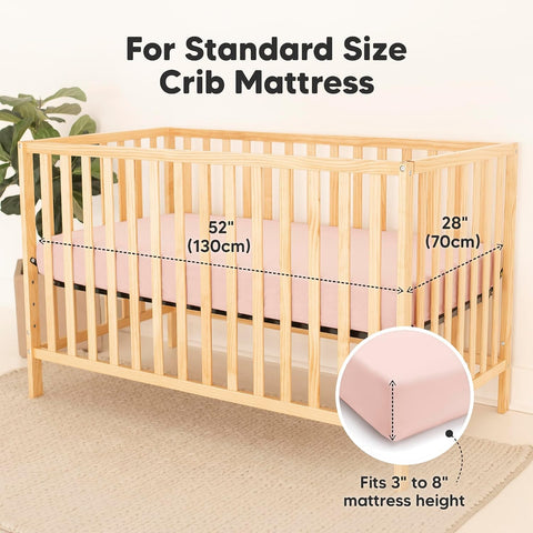 2-Pack Waterproof Baby Crib Sheets for Boys, Girls, 52x28 (Cameo)