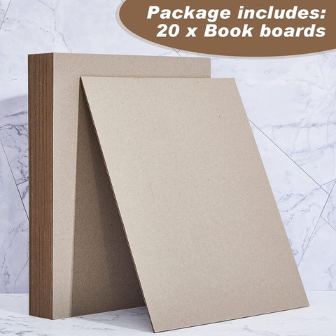 Lewtemi 20pcs Bookboard, Chipboard for Book Binding, 12.5 x 10''80pt, Gray