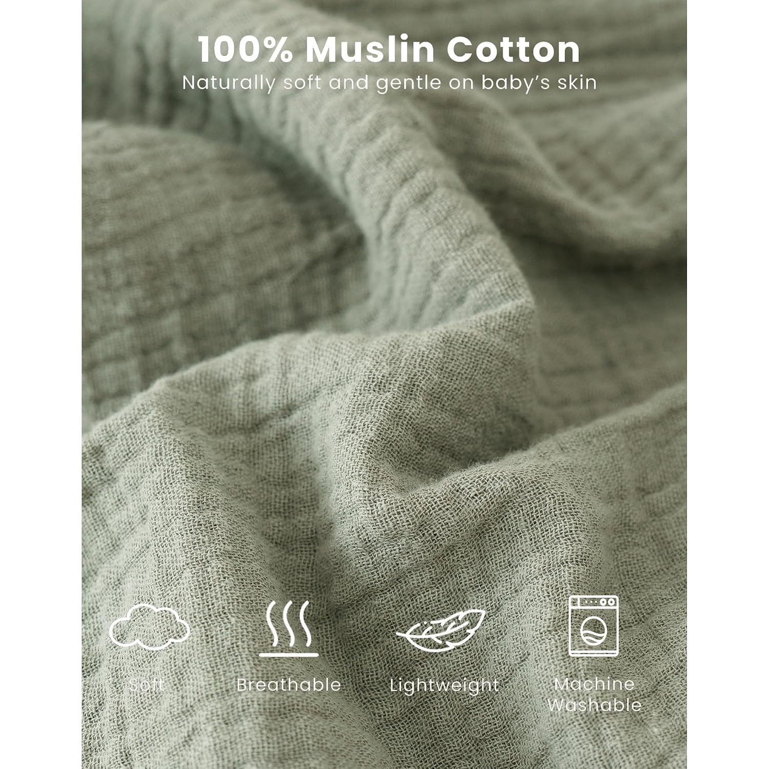 Konssy Muslin Baby Sleep Sack 6-12 Months, 0.8 TOG Baby Wearable Blanket