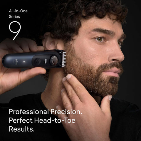 Braun Series 9 All-in-One Beard & Body Grooming Kit for Men, Cordless Trimmer, Hair Clippers & Shaver for Face, Hair & Body with Gillette Labs Razor, AIO 9530