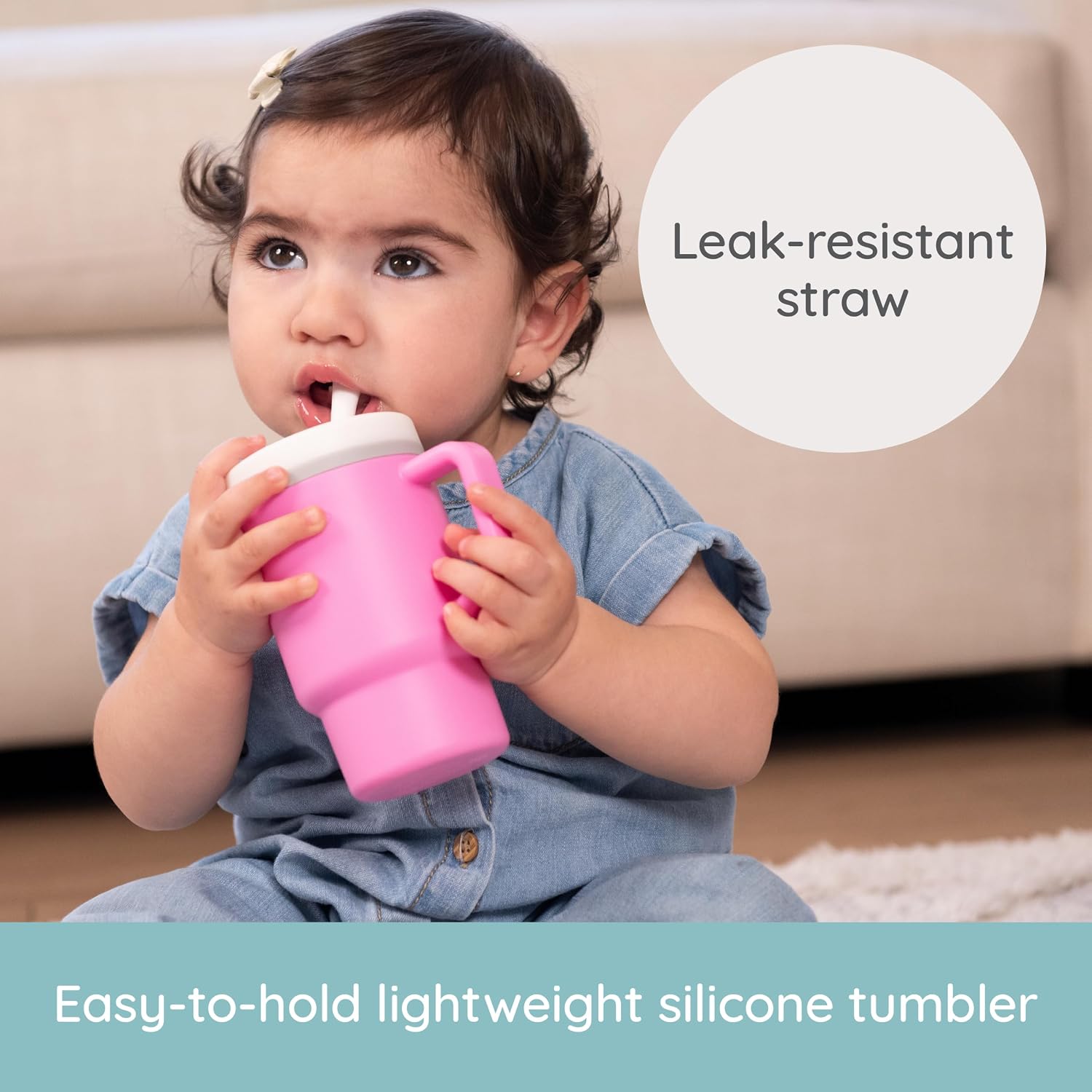 Infantino My 1st Tumbler Silicone Sippy Cup, Cotton Candy, Straw Cup, 9oz