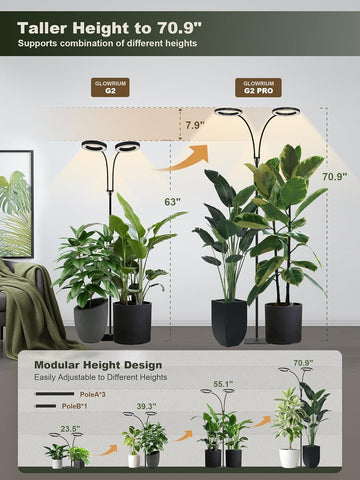 GLOWRIUM Tall Plant Grow Light for Indoor Plants, Full Spectrum Plant Light