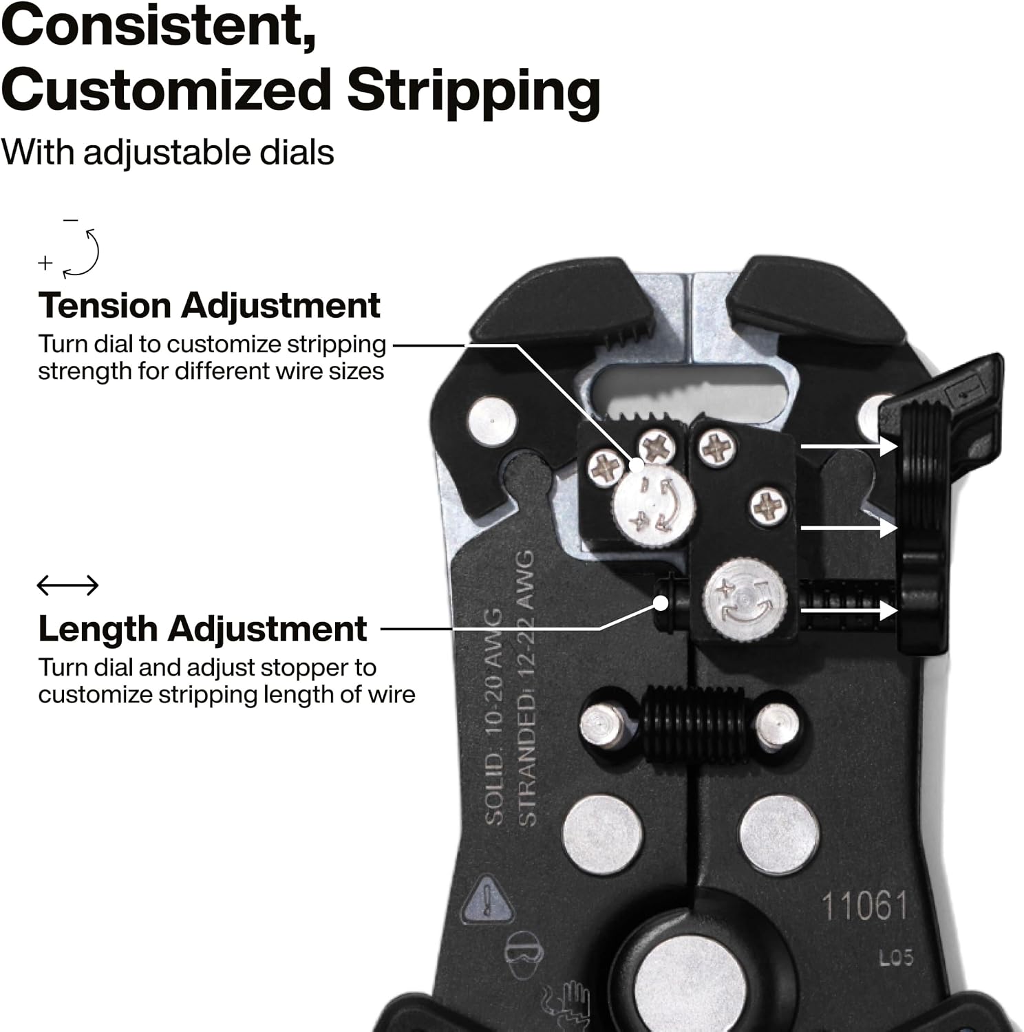 Klein Tools 11061 8-Inch Self-Adjusting Wire Stripper/Cutter