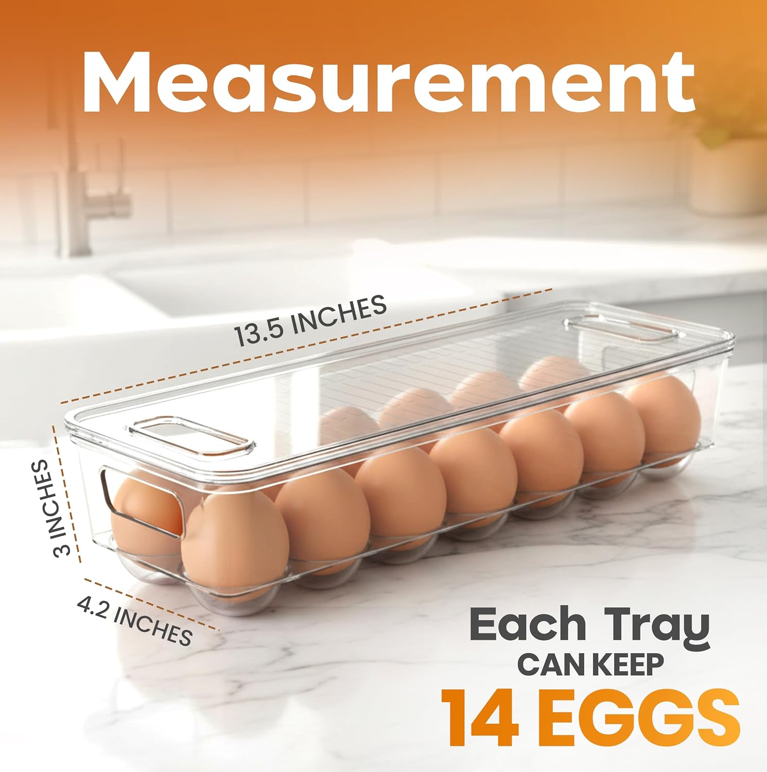 Utopia Home Egg Holder for Fridge, Stackable Egg Container, 1 Pack, Clear