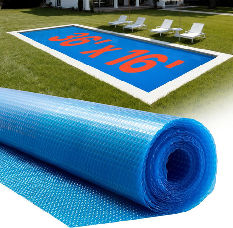 VEVOR Solar Pool Cover 36 x 16 ft, 12 Mil Rectangle Solar Blanket Blue