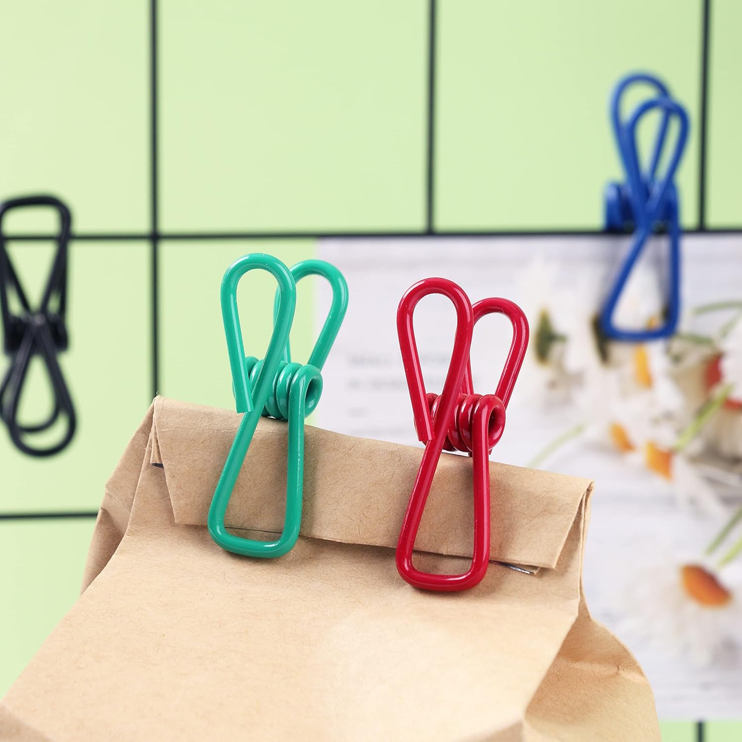16 Pack Chip Clips, Utility PVC-Coated Colorful Steel Clip for Sealing Food