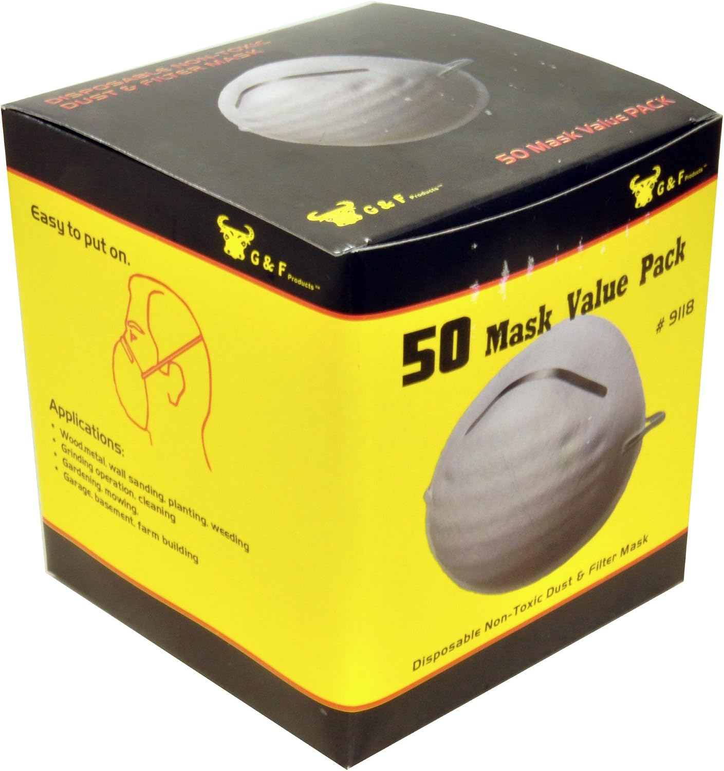 G & F Products Particulate Respirator Dust Mask Two-Strap Cup Style Design, Lightweight with Cushioning Nose Foam