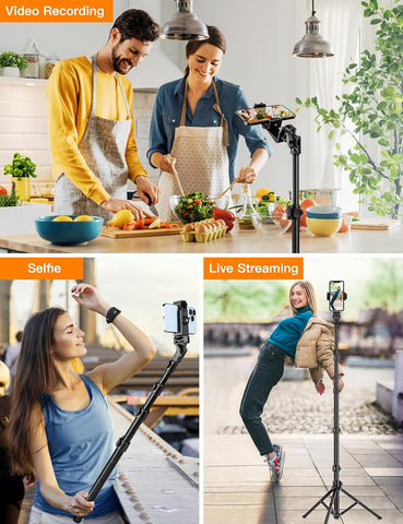 Phone Tripod, 86" Tall Tripod for iPhone with Flexible Gooseneck & Remote