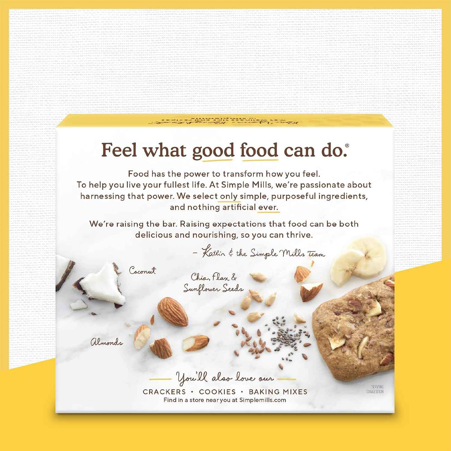 Simple Mills Almond Flour Snack Bars, Nutty Banana Bread - Gluten Free, Made with Organic Coconut Oil, Breakfast Bars, Healthy Snacks, Paleo Friendly, 6 Ounce (Pack of 6)