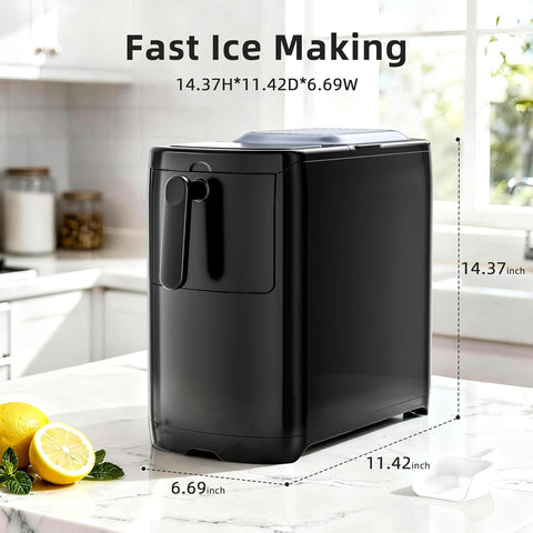 Antarctic Star Portable Countertop Ice Maker with Self-Cleaning, 18Lbs/24H, One-Touch Operation, Ice Scoop for Home, Kitchen, Office(Black)