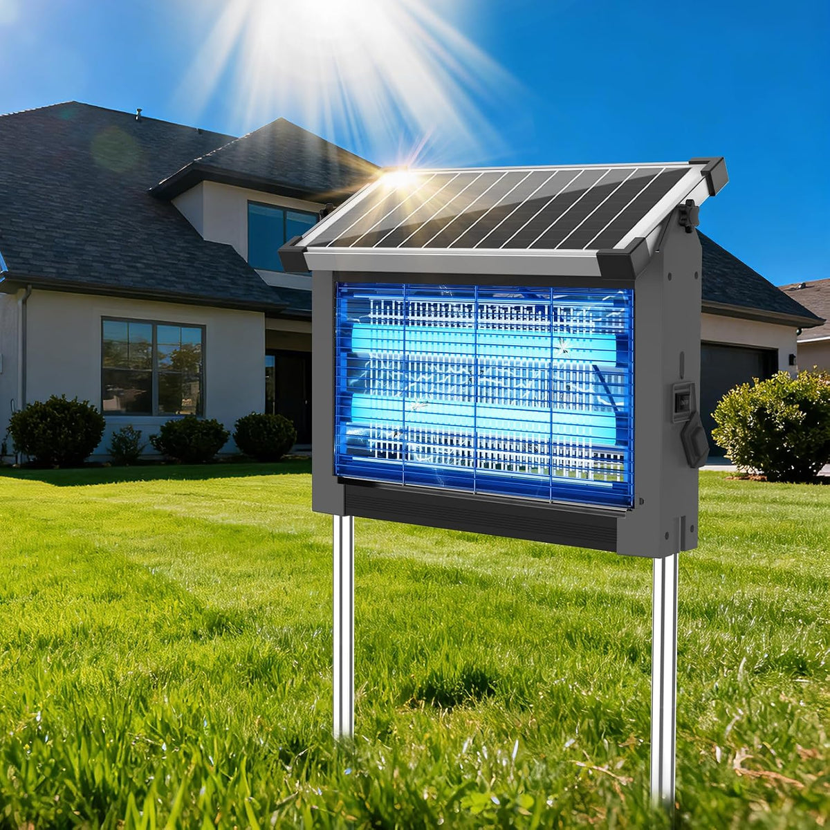 OnBeam Solar Bug Zapper Outdoor, 4500V Mosquito Zapper Fly Trap for Patio