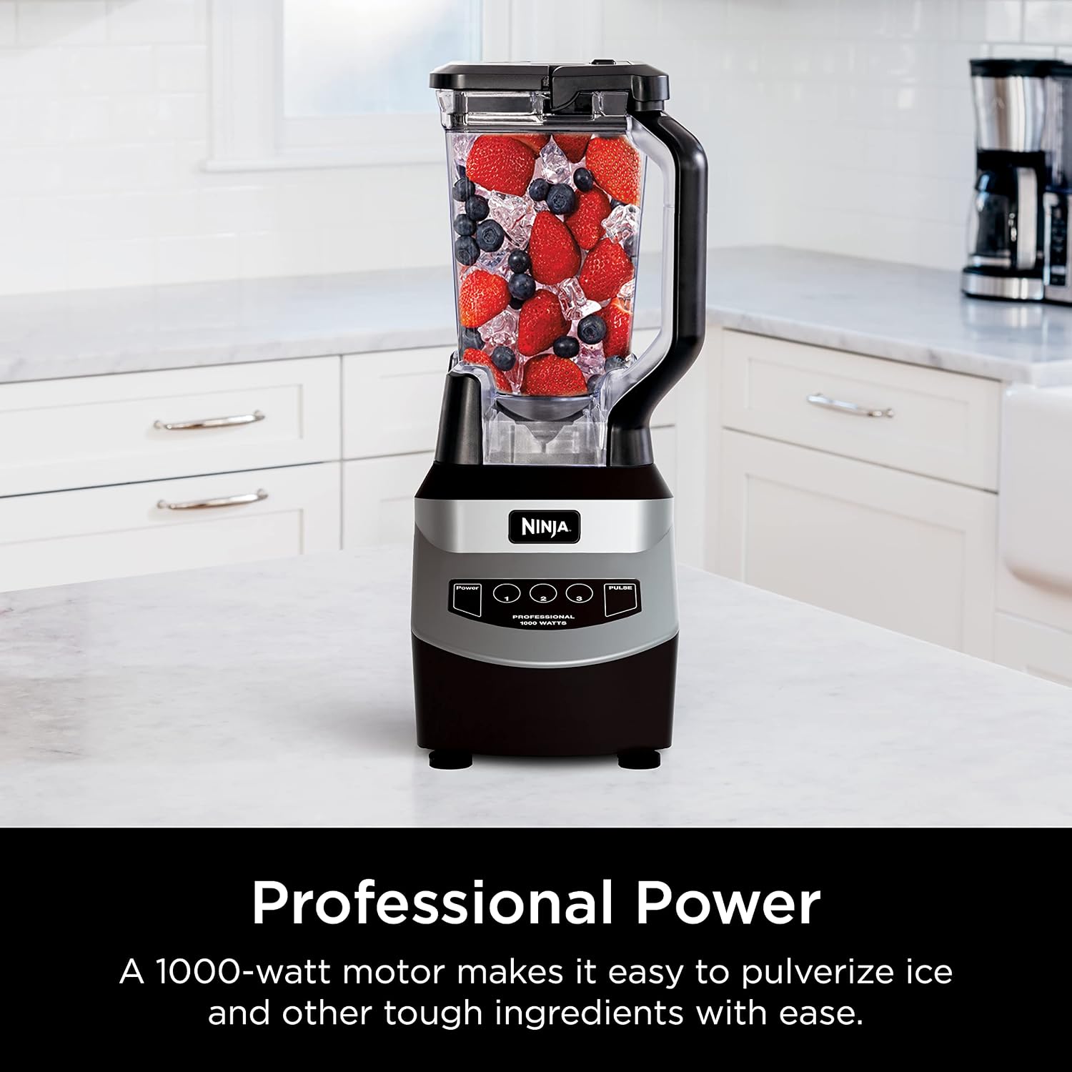 Ninja Blender for Smoothies & Shakes, 1000W, 72oz Pitcher, Black, NJ601AMZ