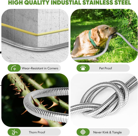 Unywarse Garden Hose 150FT Metal Water Hose with 10 Function Nozzle No-Kink