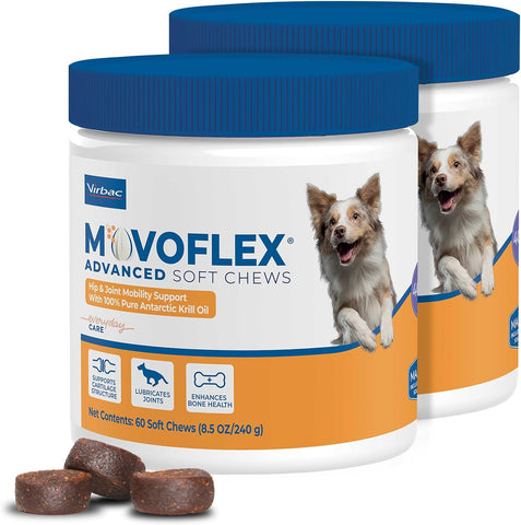MOVOFLEX Advanced Soft Chews Hip and Joint Support Supplement for Medium Dogs -120 Count by Virbac