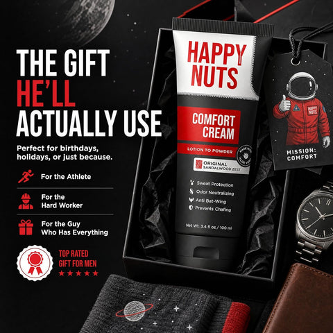 HAPPY NUTS Comfort Cream Deodorant For Men: Anti-Chafing Sweat Defense, Odor Control, Aluminum-Free, Travel Essential, Mens Deodorant & Hygiene Products for Men's Private Parts 3.4 Fl Oz - Original