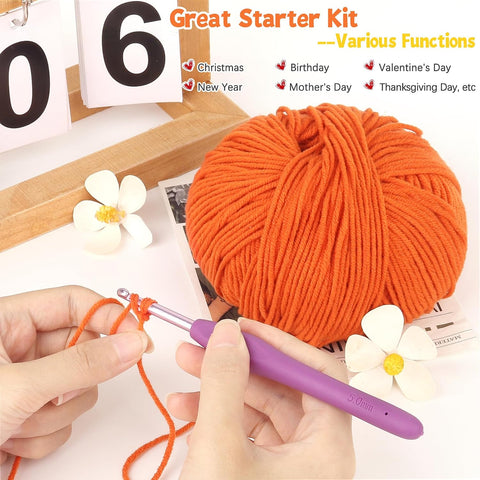 Katech Cotton Acrylic Blend Yarn for Crocheting-Crochet Yarn Set (Orange