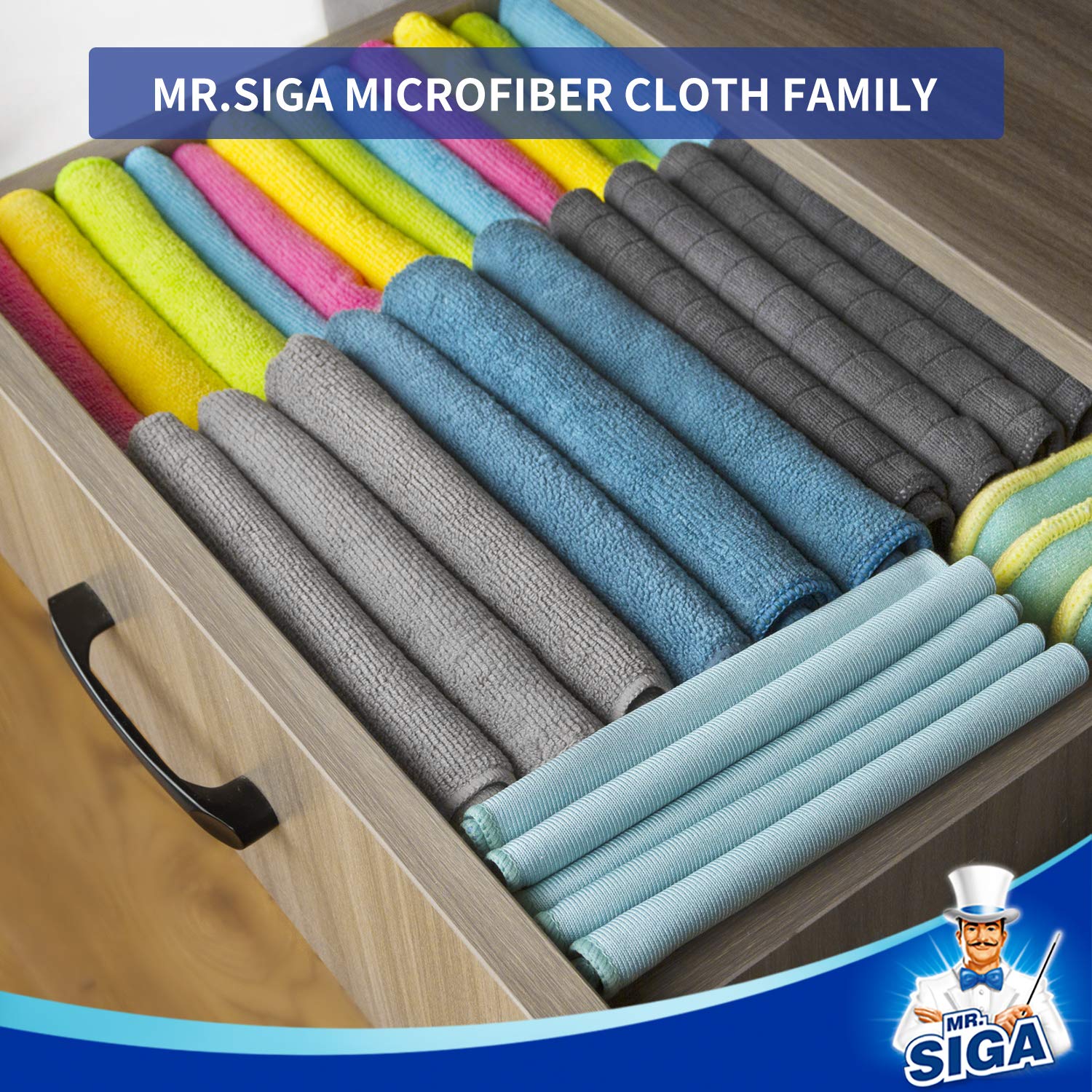 MR.SIGA Microfiber Cleaning Cloths, Streak Free Microfiber Towels, 12 Pack
