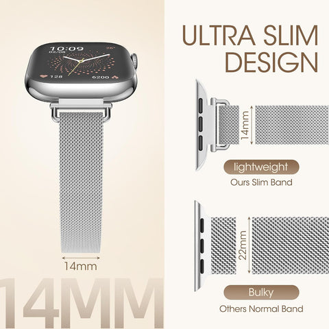 14MM Ultra-Slim Milanese Loop for Apple Watch Band for Women 42mm 38mm