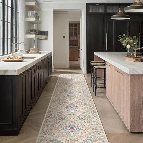 Washable Runners for Hallways Kitchen Rugs: 2'x10' Runner Rug Stain Resistant Non Slip Low Pile Soft Indoor Carpet Runner Rug for Entryway Hallway Bedroom Beside Bathroom Laundry Room