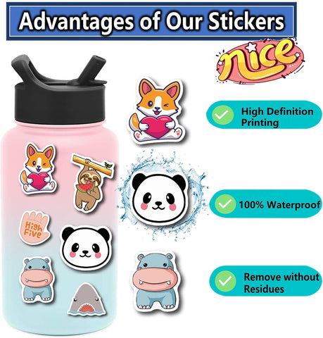 200Pcs Water Bottle Stickers for Kids Teens, Waterproof Vinyl Stickers