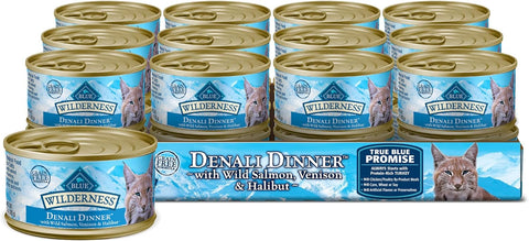 Blue Buffalo Wilderness High Protein Grain Free, Natural Adult Pate Wet Cat Food, Denali Dinner 3-oz cans (Pack of 24)