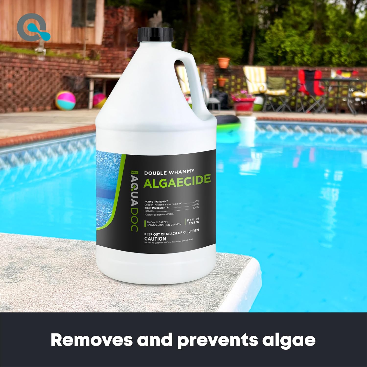 AquaDoc Copper Algaecide for Swimming Pools - 90 Day Formula, 128 oz