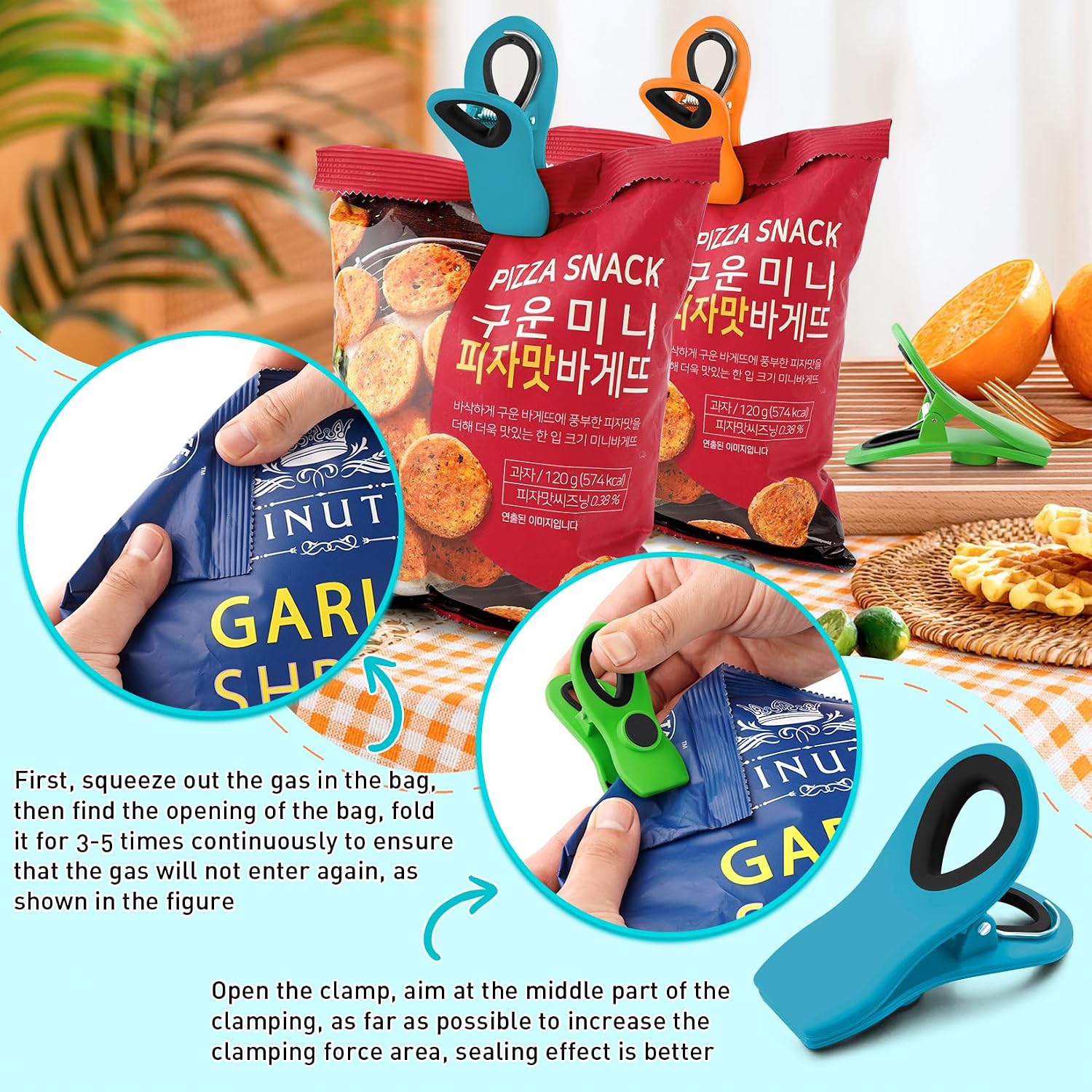 Chip Clips, Bag Clips for Food Storage, 12 Pack Multicolor
