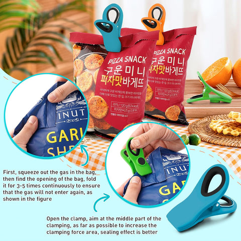 Chip Clips, Bag Clips for Food Storage, 12 Pack Multicolor