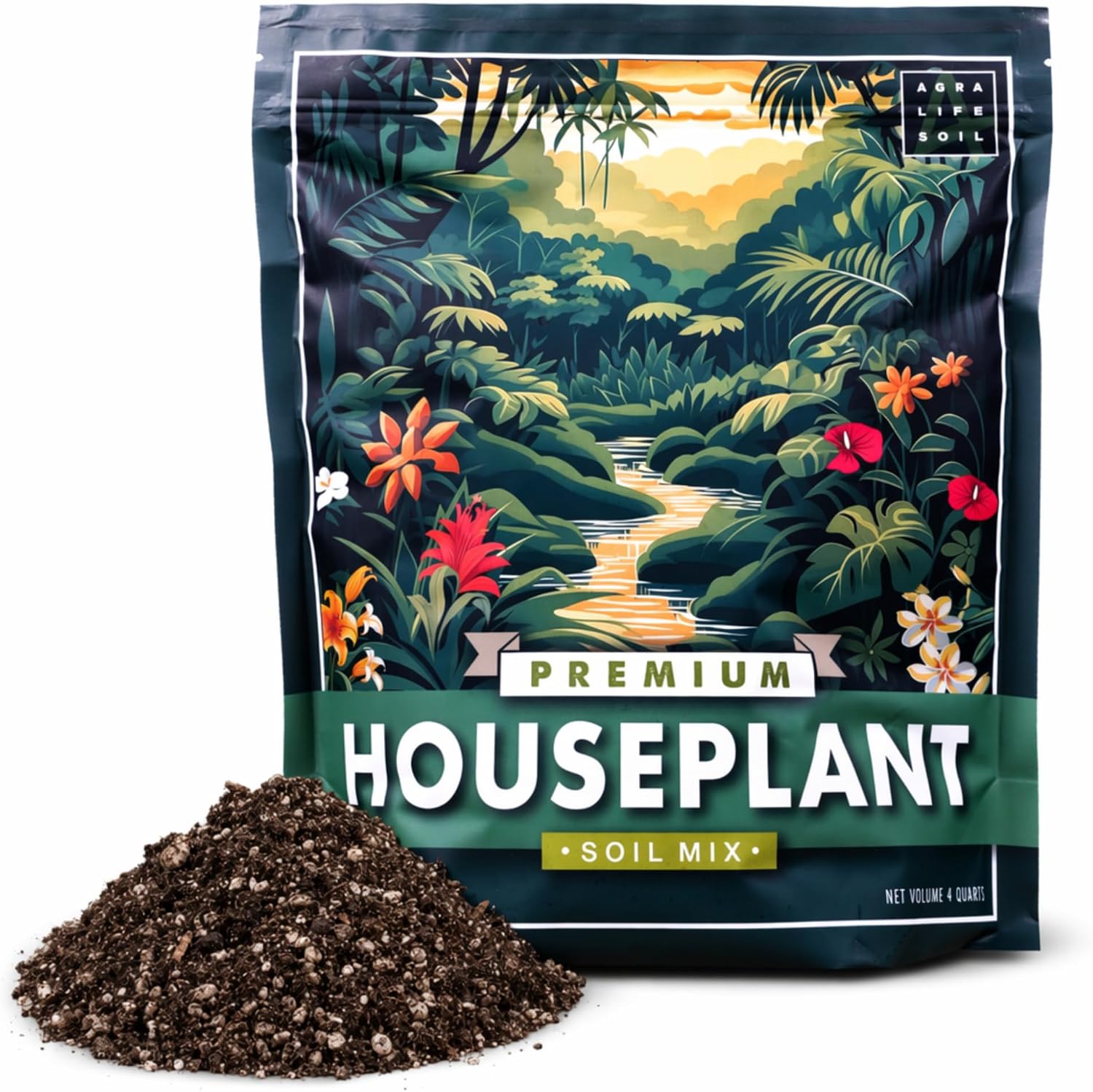 Agralife Houseplant Soil 4 Quarts Premium Organic Mix for Indoor Plants