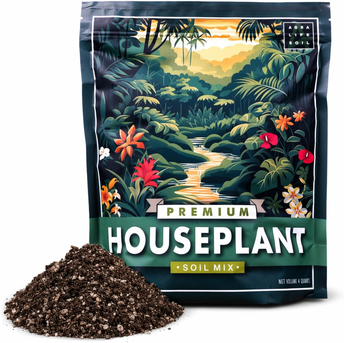 Agralife Houseplant Soil 4 Quarts Premium Organic Mix for Indoor Plants