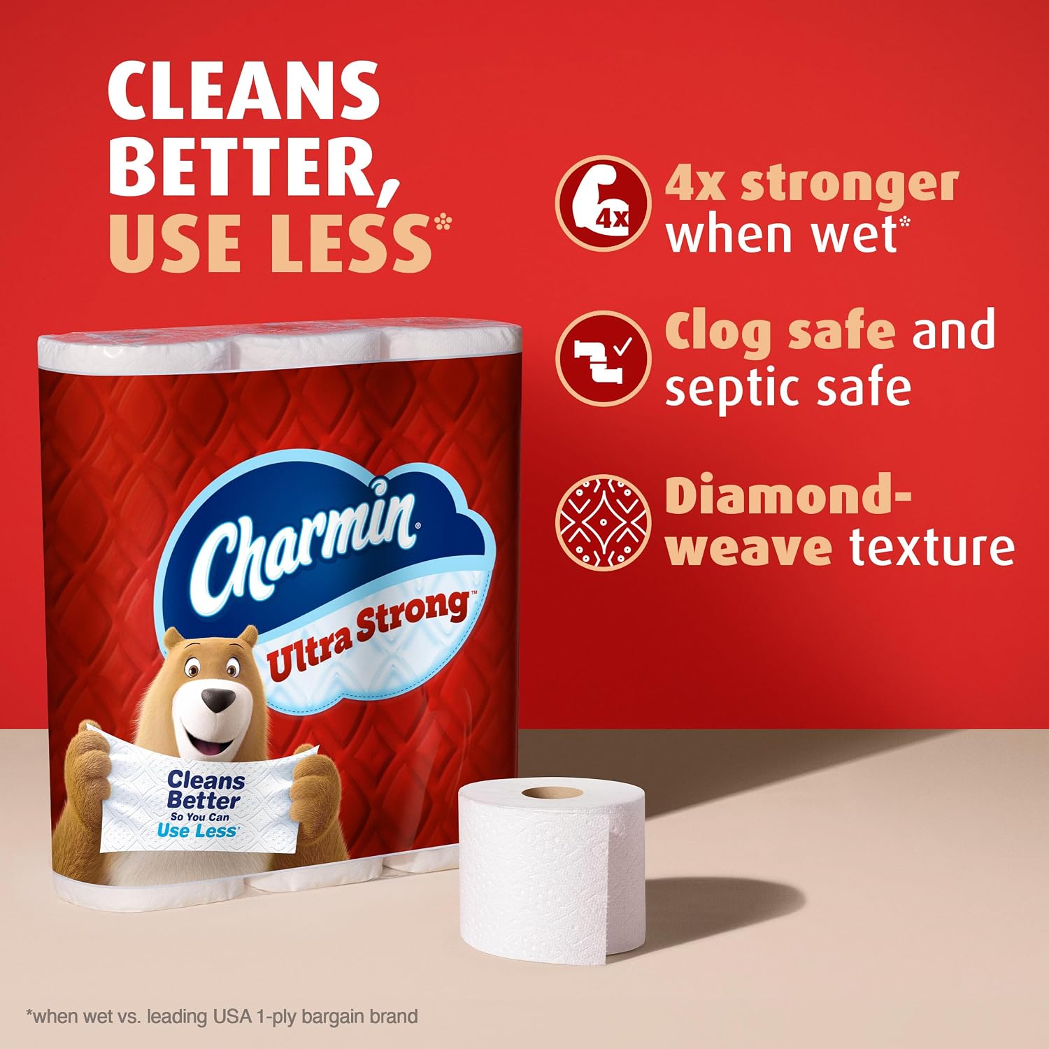 Charmin Ultra Strong Toilet Paper, 18 Mega XL = 108 Regular