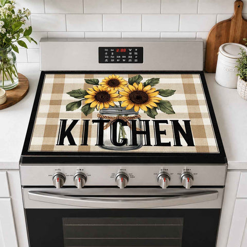 Farmhouse Sunflower Stove Top Cover 28x20 Inch Kitchen Decor Cover