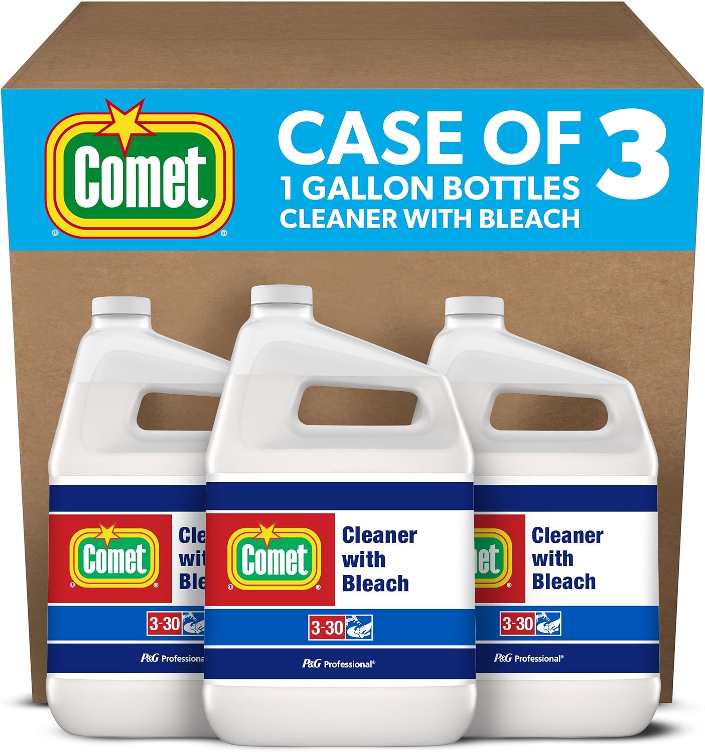 Comet Cleaner w/Bleach Spray for Kitchen & Bathroom Stains (1 gal, 3 pack)