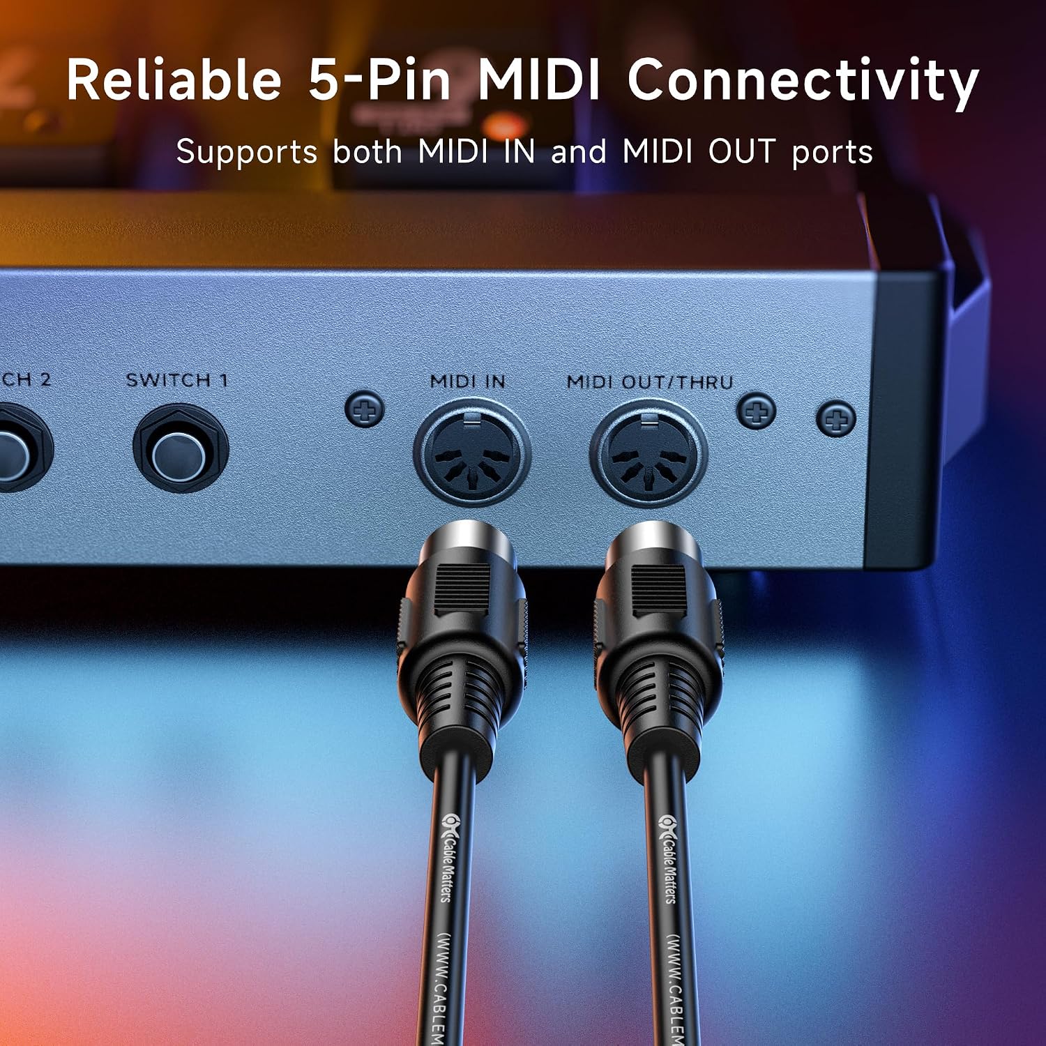 Cable Matters 2-Pack 5 Pin DIN MIDI Cable, 5 Pin MIDI Cable, 10ft