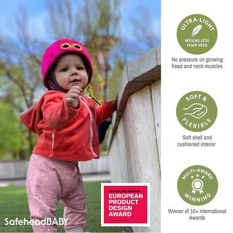 SafeheadBABY Soft Baby Head Protector Helmet for Crawling and Walking 7–24 Months – Ultra-Lightweight & Breathable Infant Safety Helmet that Grows with Your Baby (Head Circ. 40–52 cm) (Green)