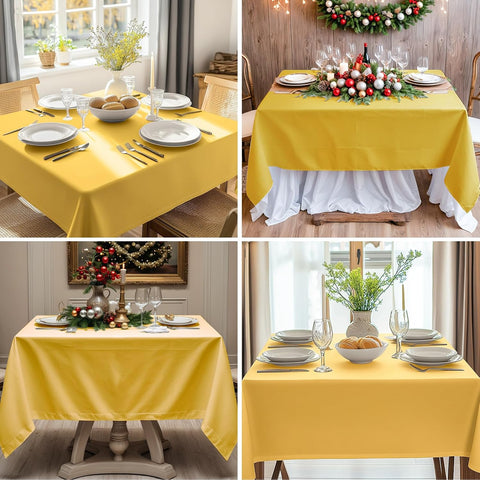 1 Pack Yellow Square Tablecloths 52x52 Inch for Dining Tables