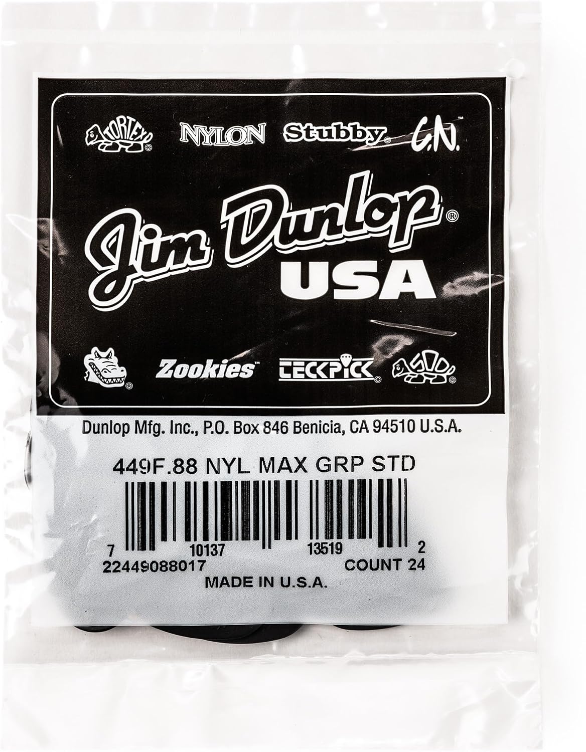 Jim Dunlop Max-Grip® Nylon Standard Pick .88MM - 24 Pack