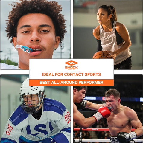 Shock Doctor Mouth Guard, Custom Fit Football Mouth Guard, Moldable Mouth Guard Boxing, Lacrosse, Hockey, MMA, Football & More, Mouthpiece, Mouthguard Sports, Youth - Strapped