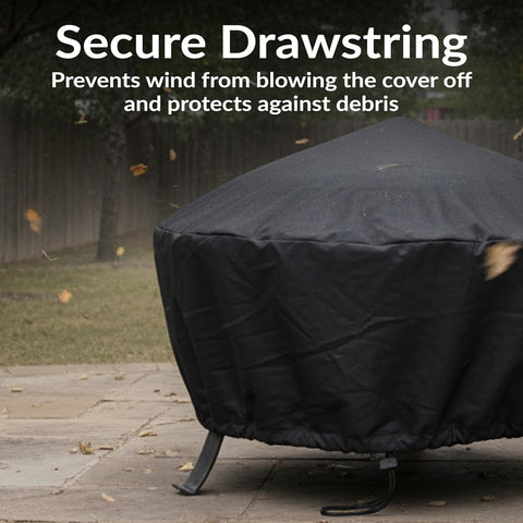 Sunnydaze Heavy Duty Outdoor Fire Pit Cover, Round, Durable PVC, Black, 48"