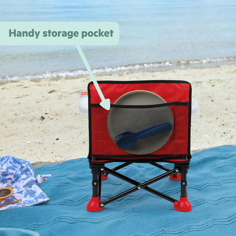 Disney Pixar Cars Pop 'N Sit Portable Booster by Bright Starts, Indoor/Outdoor Use, Floor Seat with Feeding Tray, Red, Unisex, 6 Months - 3 Yrs