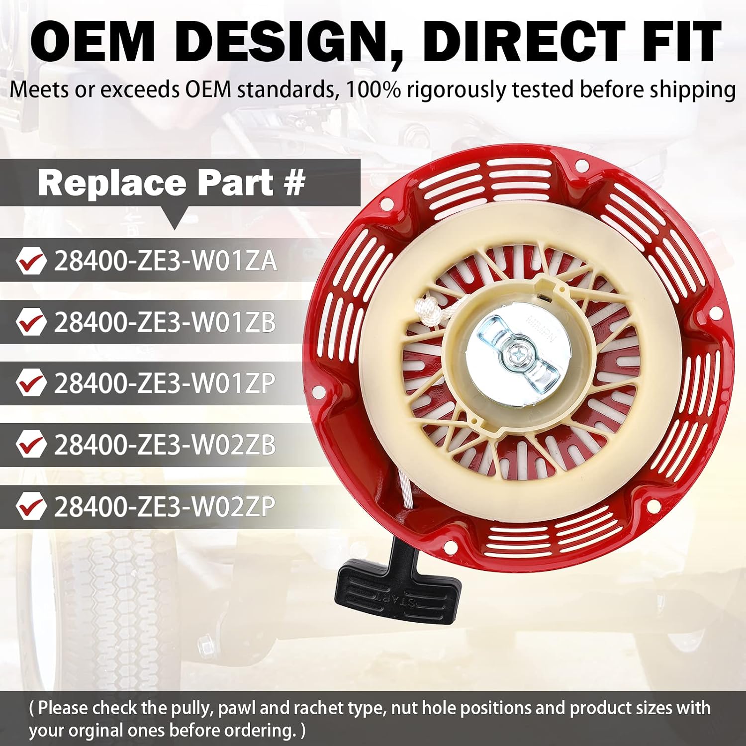 Yinlowa Recoil Starter for Honda GX340 GX390 GX610 GX620, 28400-ZE3-W01