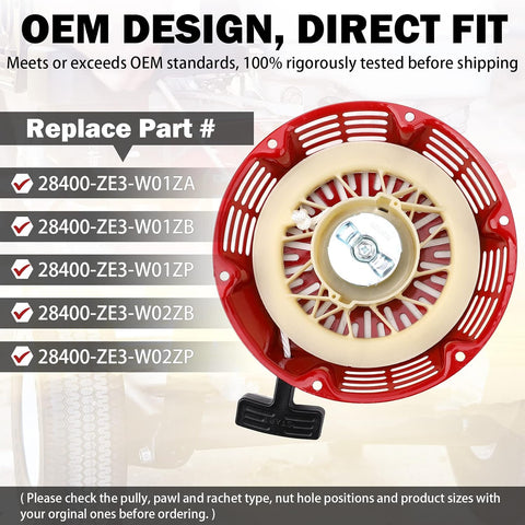 Yinlowa Recoil Starter for Honda GX340 GX390 GX610 GX620, 28400-ZE3-W01