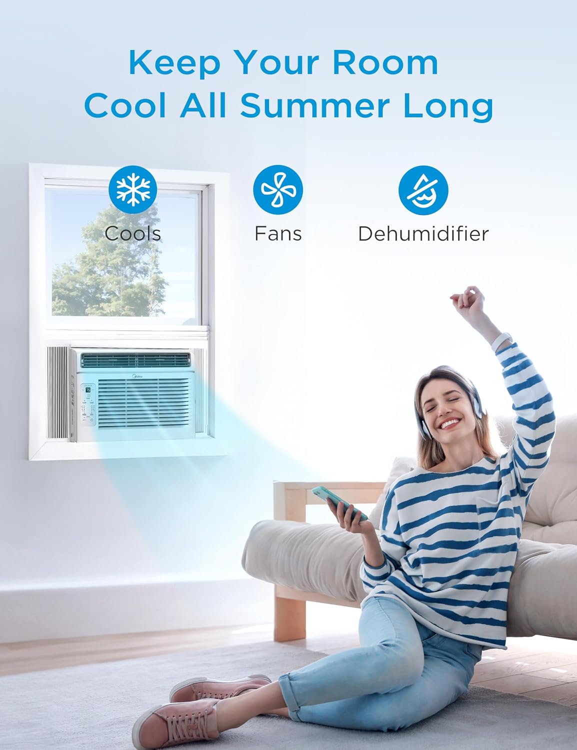 Midea 6,000 BTU Window Air Conditioner, Electronic Control, 250 Sq Ft, New