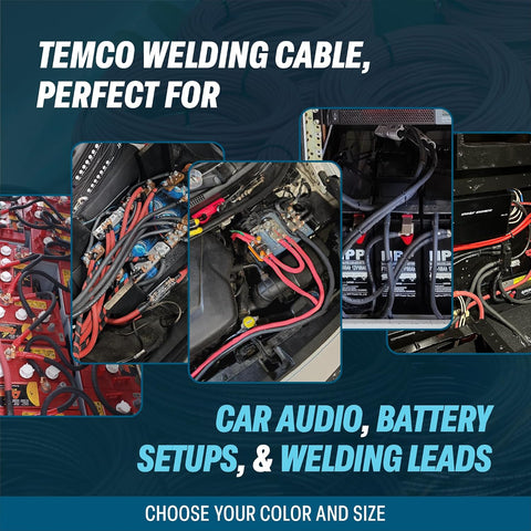 TEMCo 4 Gauge AWG 10 Ft Black + 10 Ft Red Flexible Pure Copper Made in USA Welding Cable Battery Wire - Heavy Duty Solar, Inverter, Car, RV, Truck